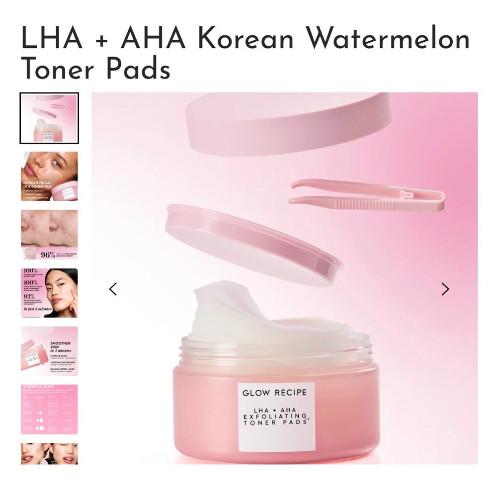 Glow Recipe LHA AHA Exfoliating Toner Pads New/Unopened